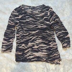 MADEWELL BROADWAY & BROOME TAN ZEBRA PRINT SHIRT SIZE SMALL